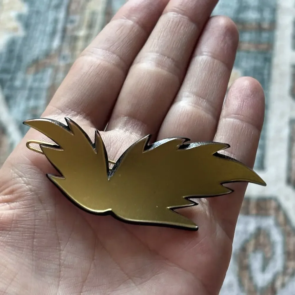 Vintage Made In France Hair Barrette Gold Tone Wing Clip Late 80s Early 90s